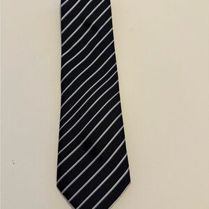 Boss Navy and White Striped Tie‎ 100% Silk
